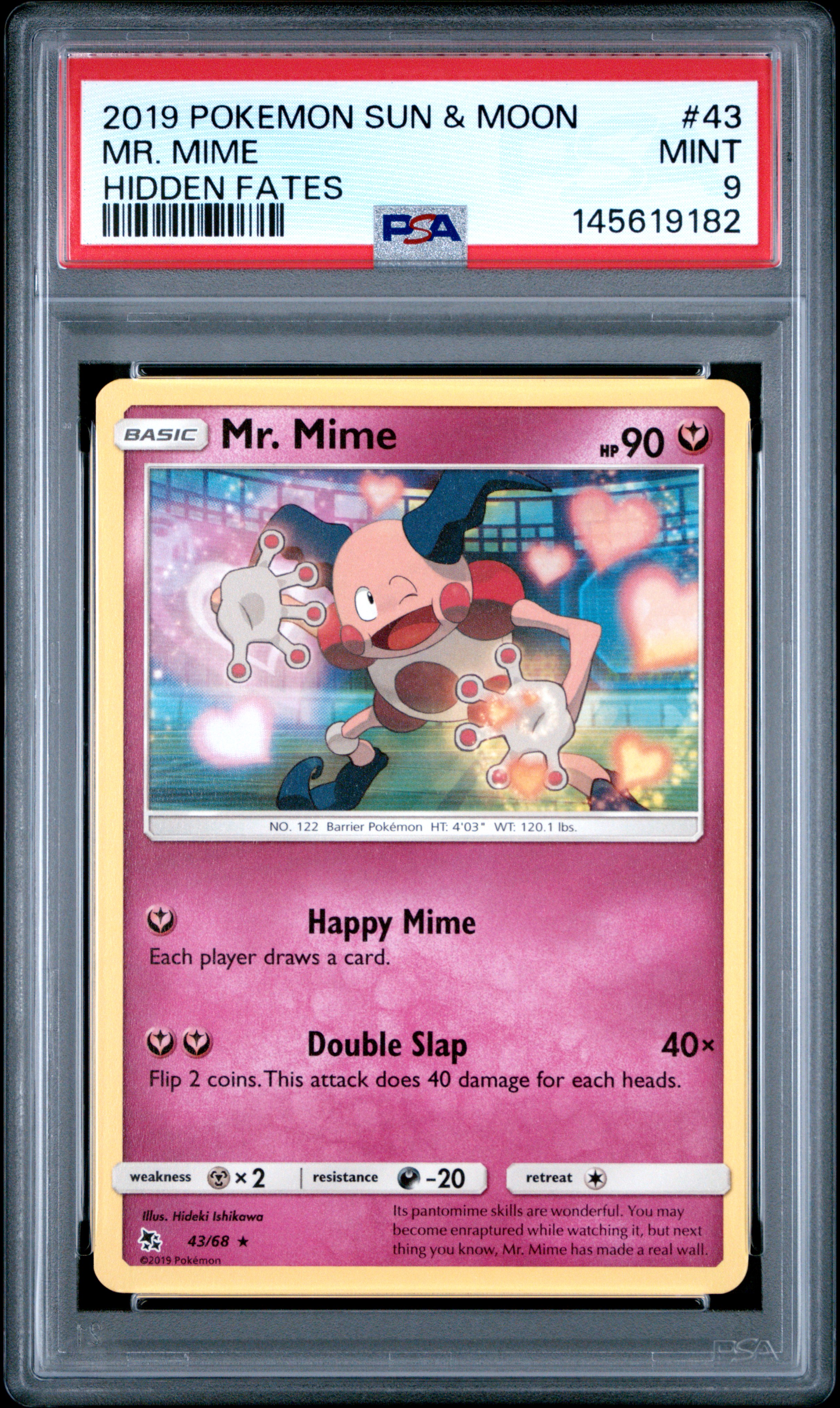 2019 #43 Mr. Mime PSA 9 Sun & Moon Hidden Fates
