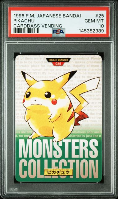 Pikachu card PSA 10, cert 145382389