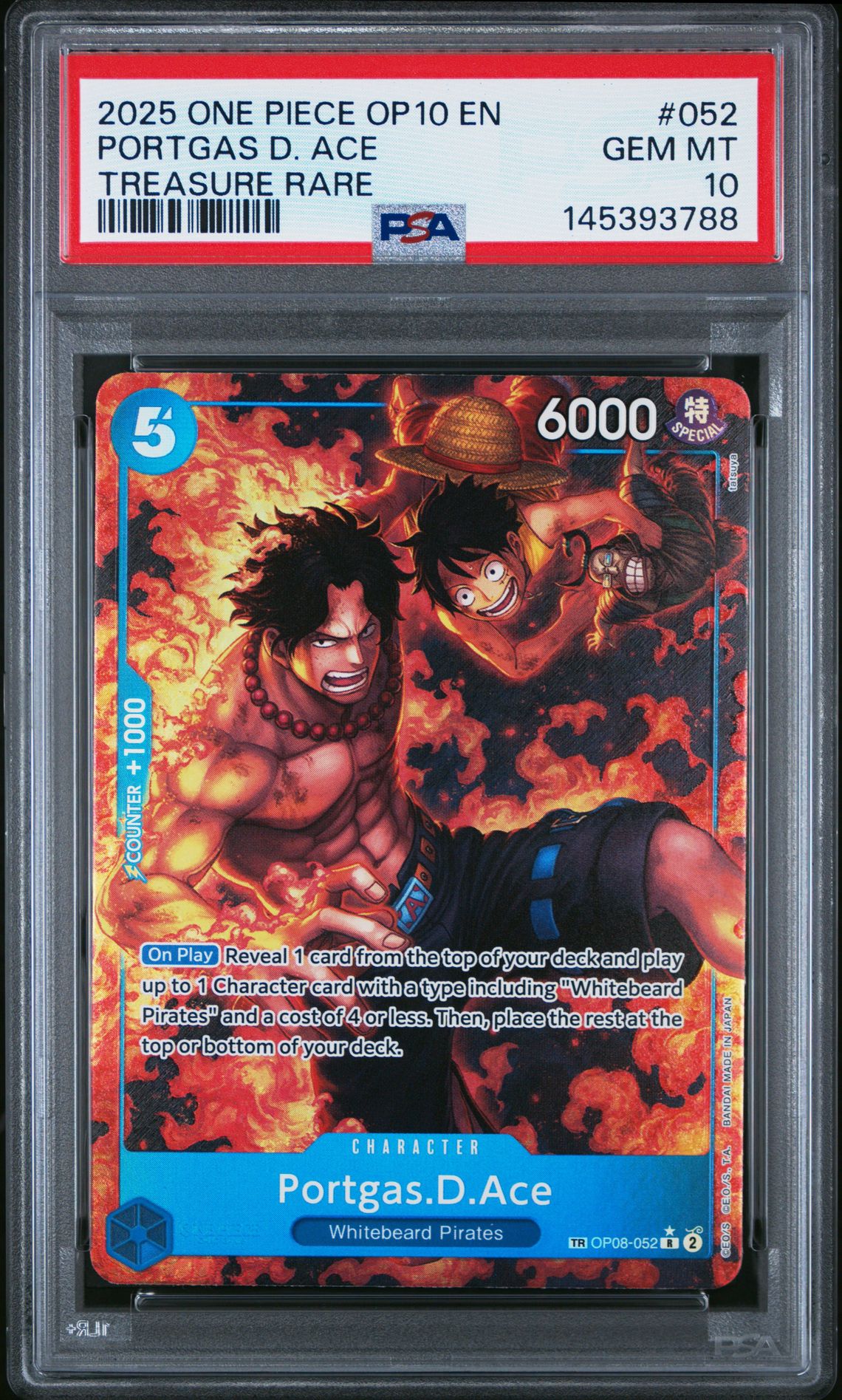 2025 One Piece ONE PIECE OP10-ROYAL BLOOD TREASURE RARE #052 Portgas D. Ace front