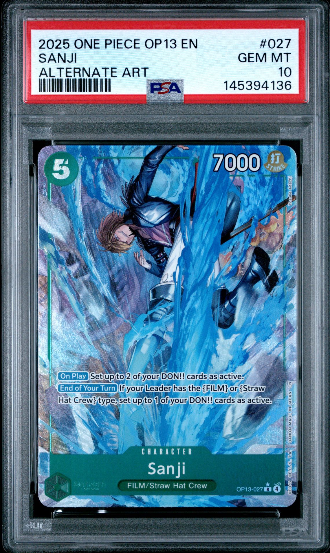 2025 One Piece ONE PIECE OP13-CARRYING ON HIS WILL ALTERNATE ART #027 Sanji front