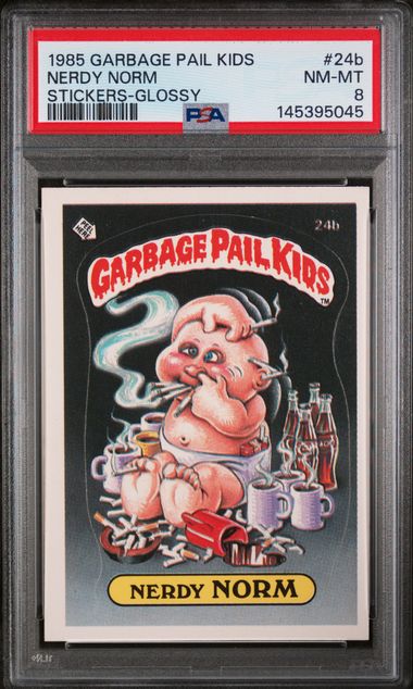1985 Garbage Pail Kids GARBAGE PAIL KIDS STICKERS GLOSSY #24B Nerdy Norm front