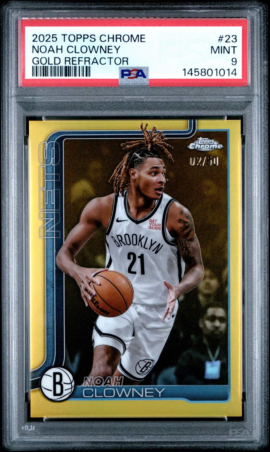 2025 Topps Chrome Noah Clowney #23 (Gold Refractor) Mint 9 front