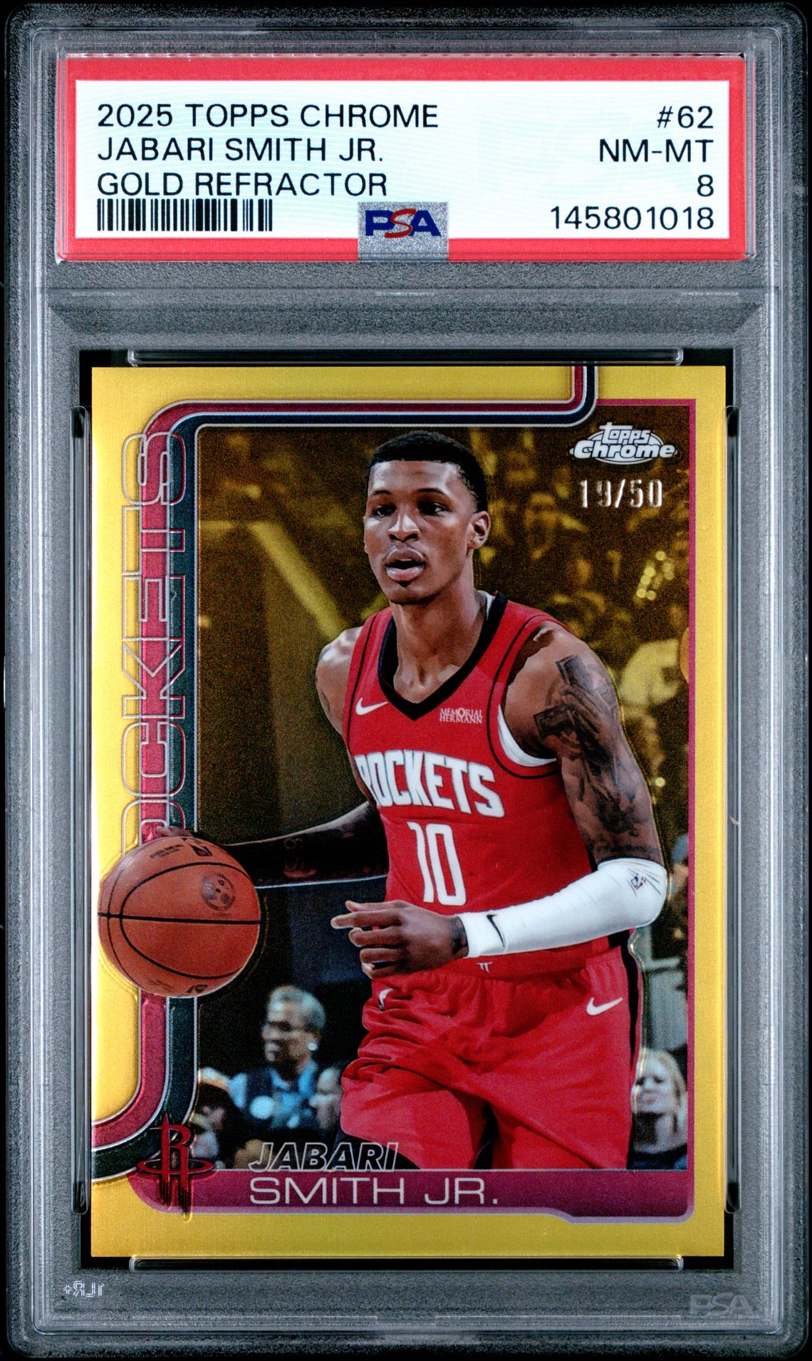 2025 Topps Chrome Jabari Smith Jr. #62 (Gold Refractor) Nm-Mt 8 front