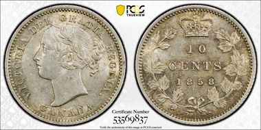 1858 10C 5/5 MS62