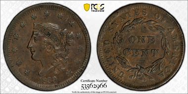 1839 1C N-3, Head of 1838 AU55BN