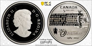 2012 $5 Rick Hansen PR68DCAM
