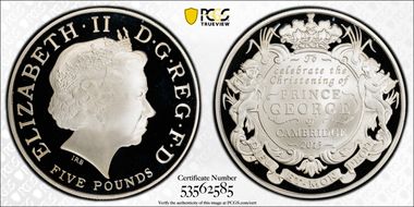 2013 £5 S-L27 George Christening Ag PR69DCAM