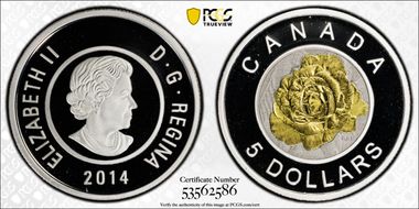 2014 $5 Rose PR70DCAM