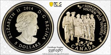 2014 $5 Supporting the Troops PR69DCAM