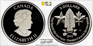 2013 $5 Devils Brigade PR69DCAM