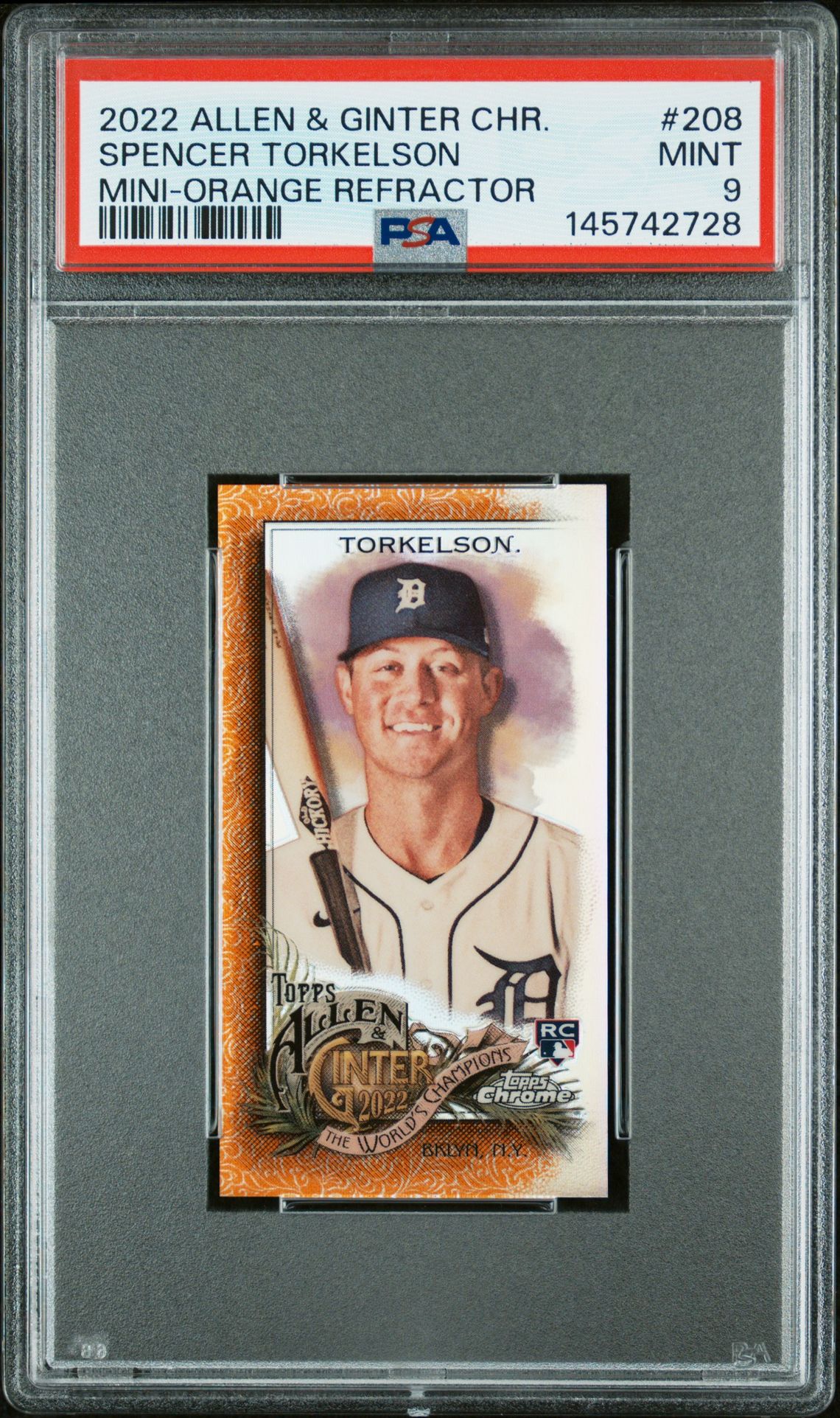 2022 Topps TOPPS ALLEN & GINTER CHROME MINI-ORANGE REFRACTOR #208 Spencer Torkelson front