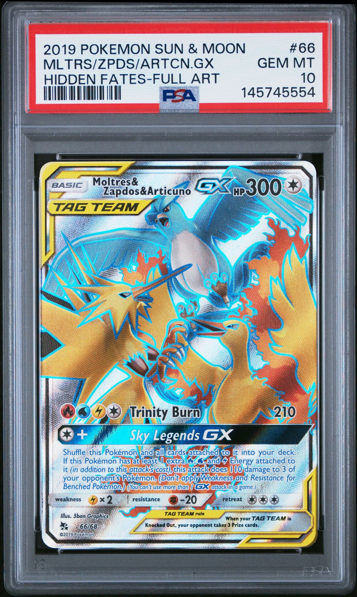 2019 Pokemon POKEMON SUN & MOON HIDDEN FATES GX #66 Mltrs/Zpds/Artcn.Gx front