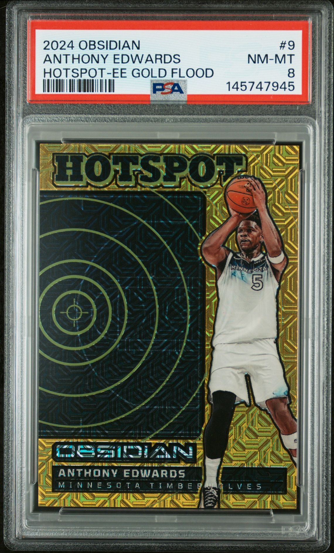 2024 Panini PANINI OBSIDIAN HOTSPOT EE GOLD FLOOD #9 Anthony Edwards front