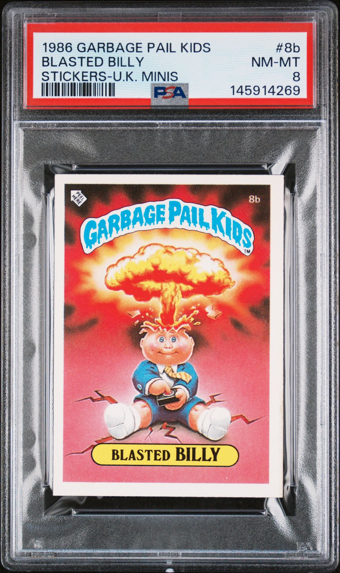 1986 Topps GARBAGE PAIL KIDS STICKERS-U.K. MINIS STICKERS-U.K. MINIS-C/L #8B Blasted Billy front