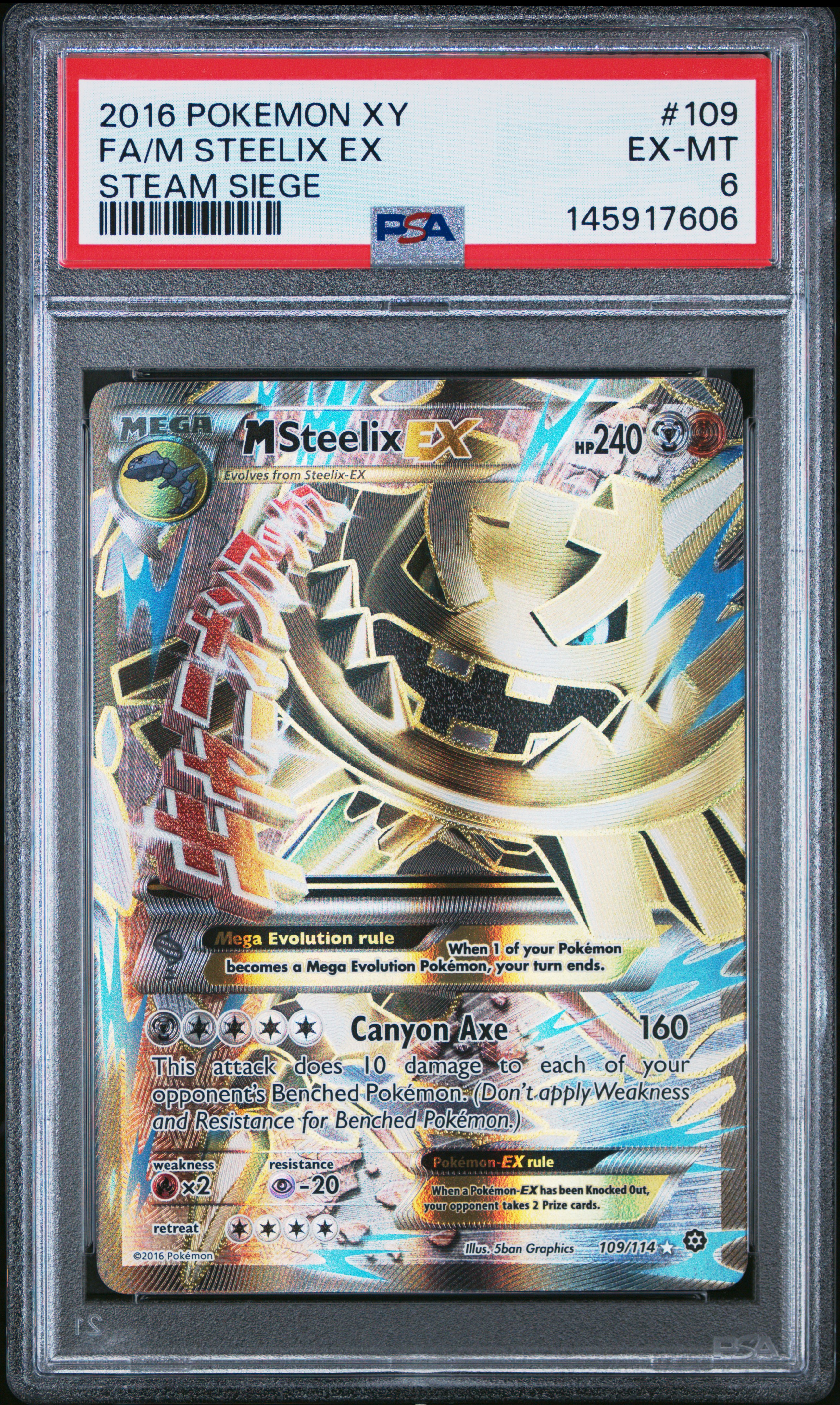 2016 #109 Full Art/M Steelix EX PSA 6 XY Steam Siege Pokemon