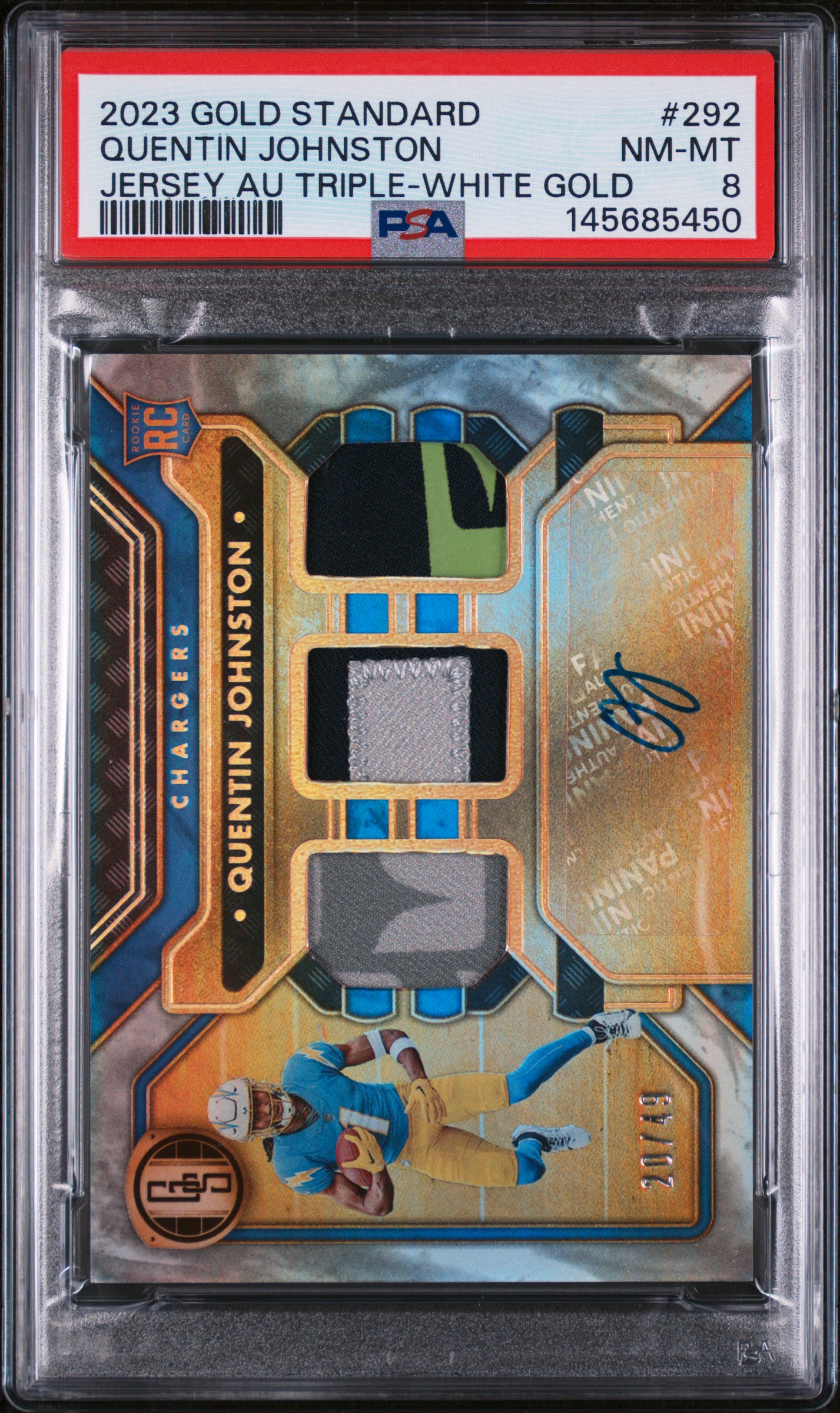 2023 #292 Quentin Johnston PSA 8 Panini Gold Standard