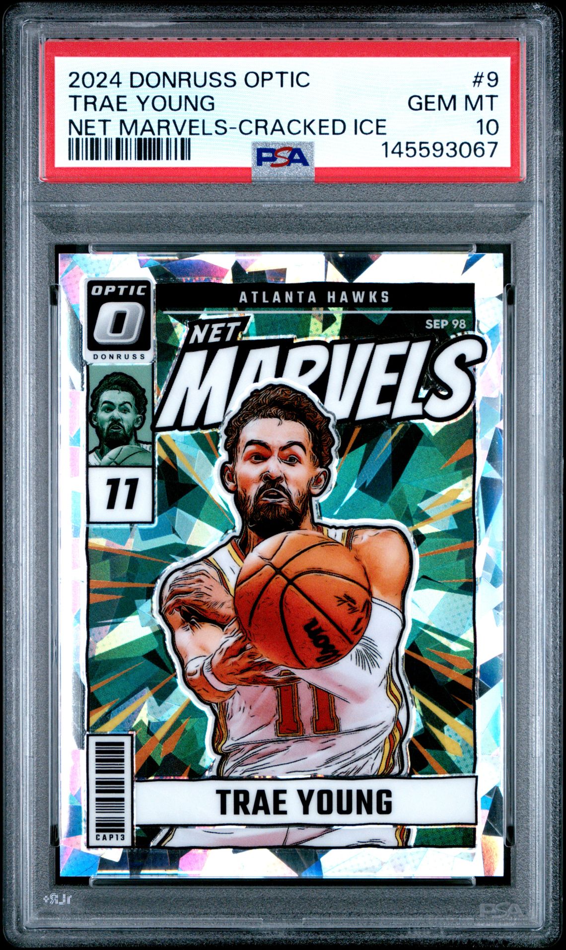 2024 Panini PANINI DONRUSS OPTIC NET MARVELS Cracked Ice #9 Trae Young front