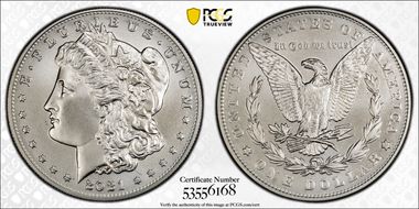 2021 $1 Morgan Dollar 100th Anniversary MS70