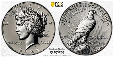 2024-S $1 Peace Dollar Rev PR Two-Coin Reverse Proof Set PR70