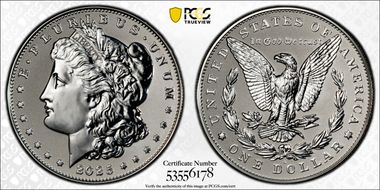 2025-S $1 Morgan Dollar Rev PR Two-Coin Reverse Proof Set PR70