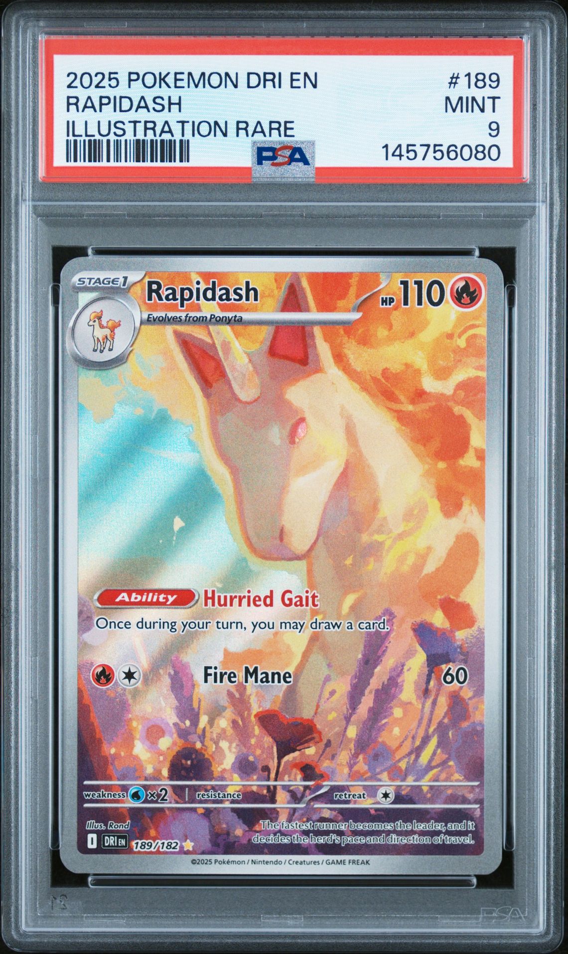 2025 Pokemon POKEMON DRI EN-DESTINED RIVALS ILLUSTRATION RARE #189 Rapidash front