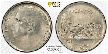 1921-R 50C Plain Edge MS63
