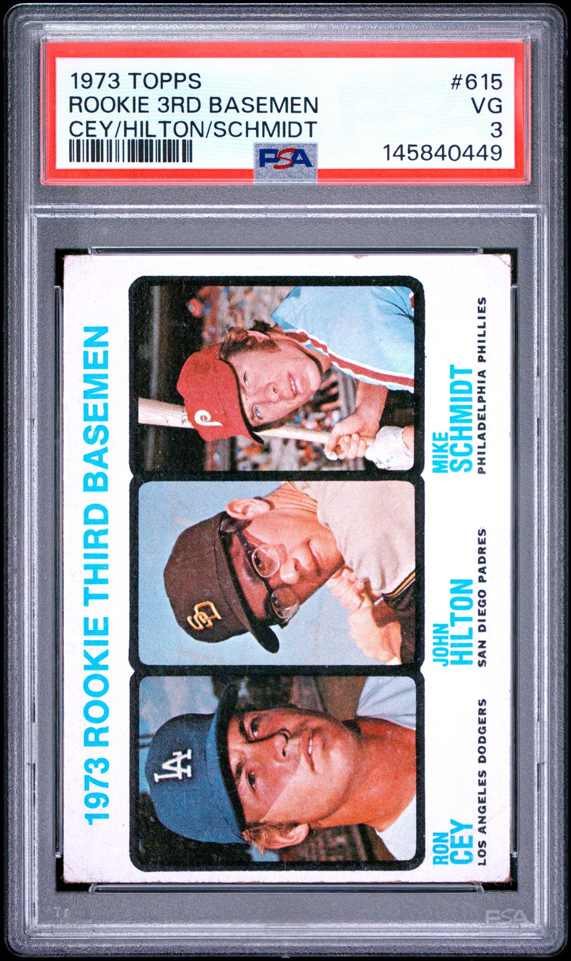1973 Topps Rookie 3Rd Basemen #615 (Cey/Hilton/Schmidt) Vg 3 front