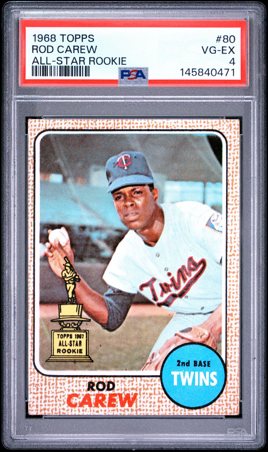 1968 Topps Rod Carew #80 (All-Star Rookie) Vg-Ex 4 front