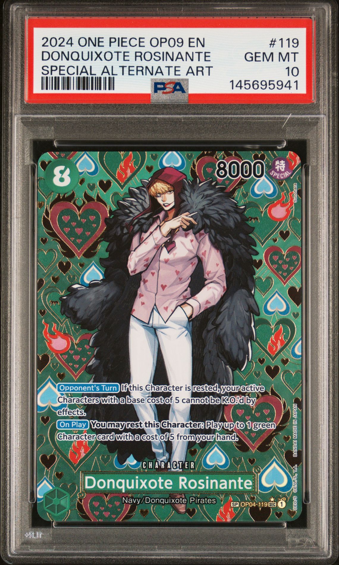 2024 One Piece Op09-Emperors In The New World Donquixote Rosinante #119 (Special Alternate Art) Gem Mt 10 front view - PSA graded GEM MT 10