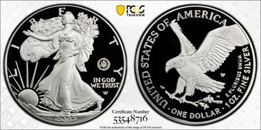 2025-W $1 Silver Eagle w/ U.S. Army Privy 250th Anniversary PR69DCAM