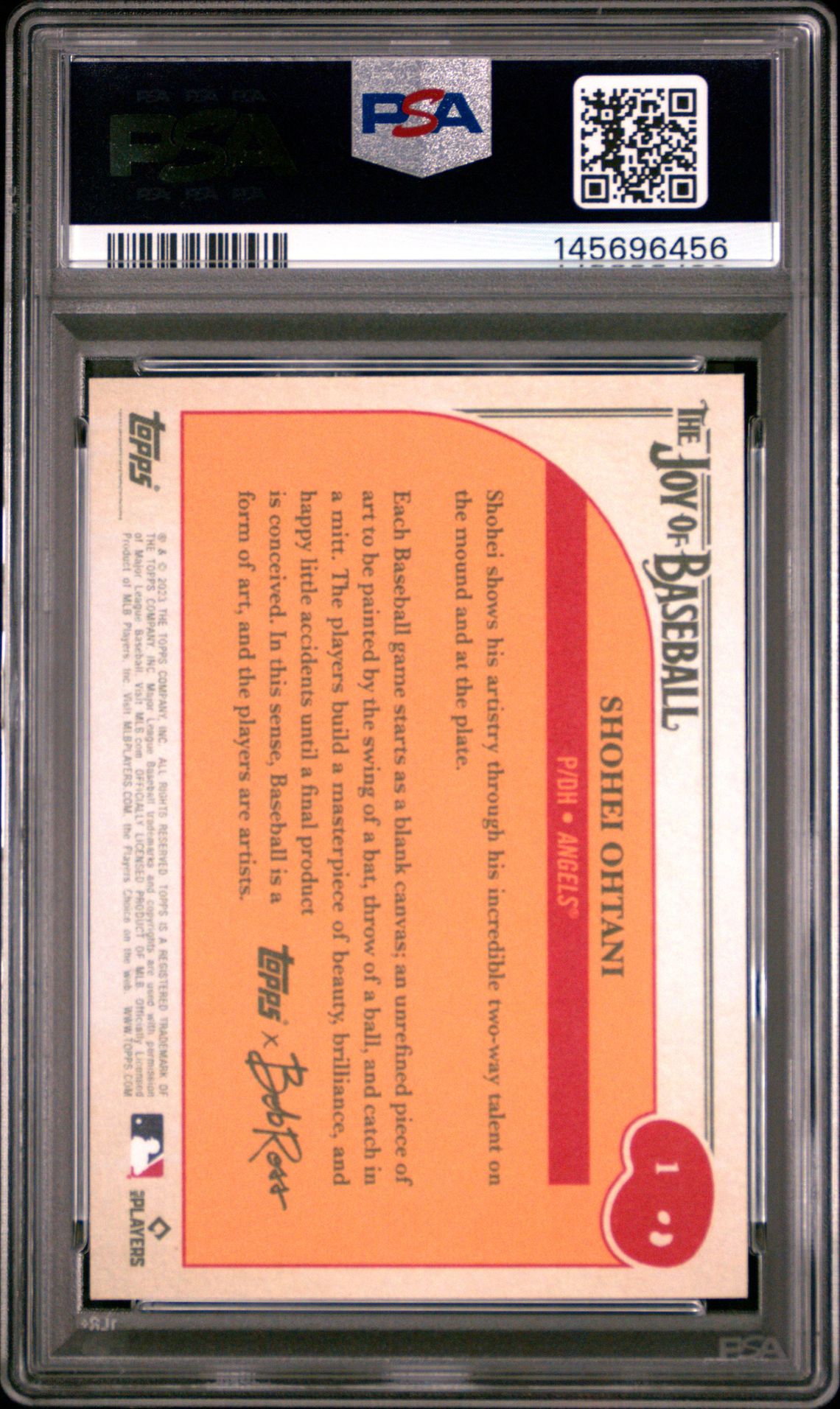 2023 Topps X Bob Ross The Joy Of Baseball Shohei Ohtani #1 Gem Mt 10 back view - PSA certificate #145696456