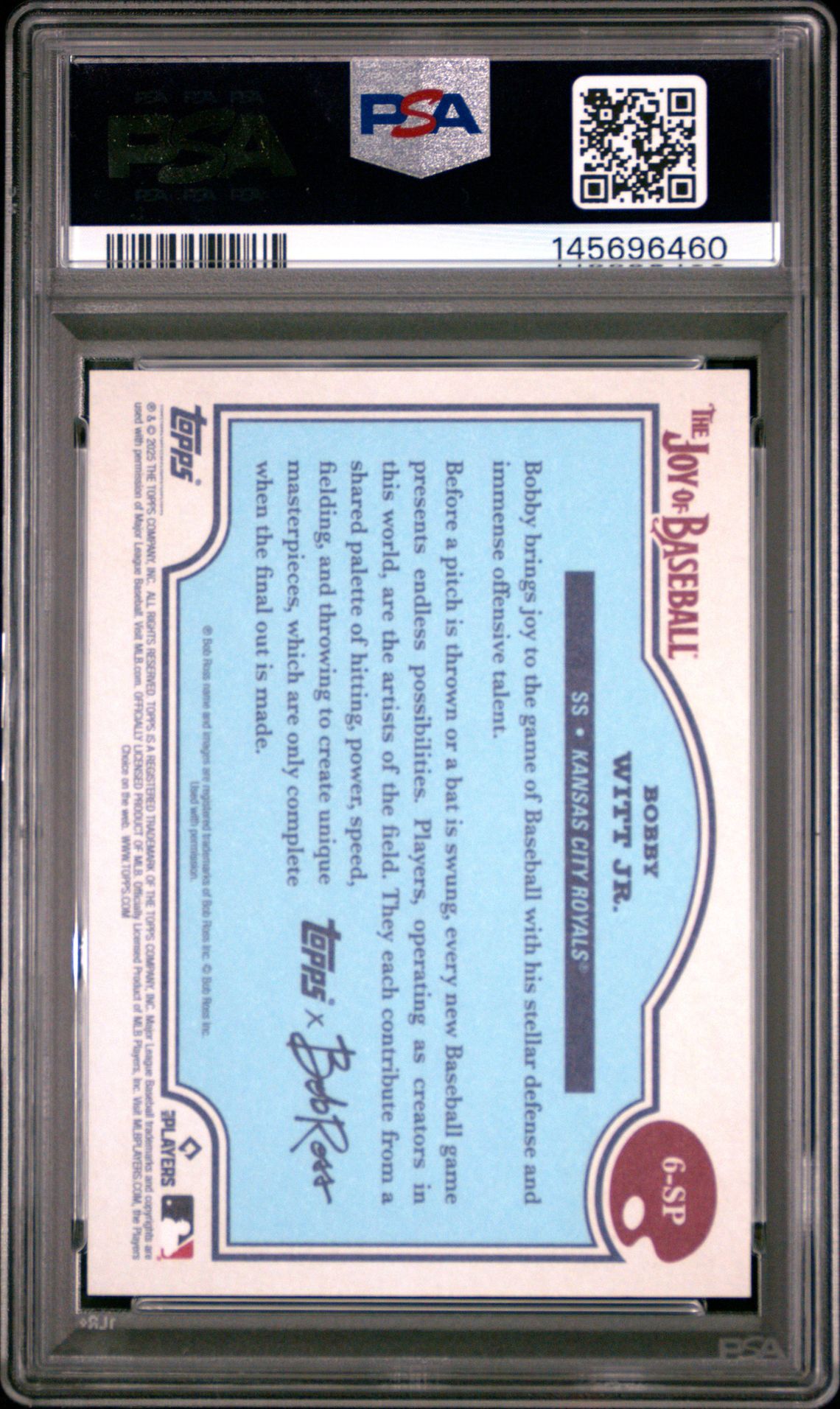 2025 Topps X Bob Ross The Joy Of Baseball Bobby Witt Jr. #6-Sp (Beauty Is Everywhere) Gem Mt 10 back view - PSA certificate #145696460