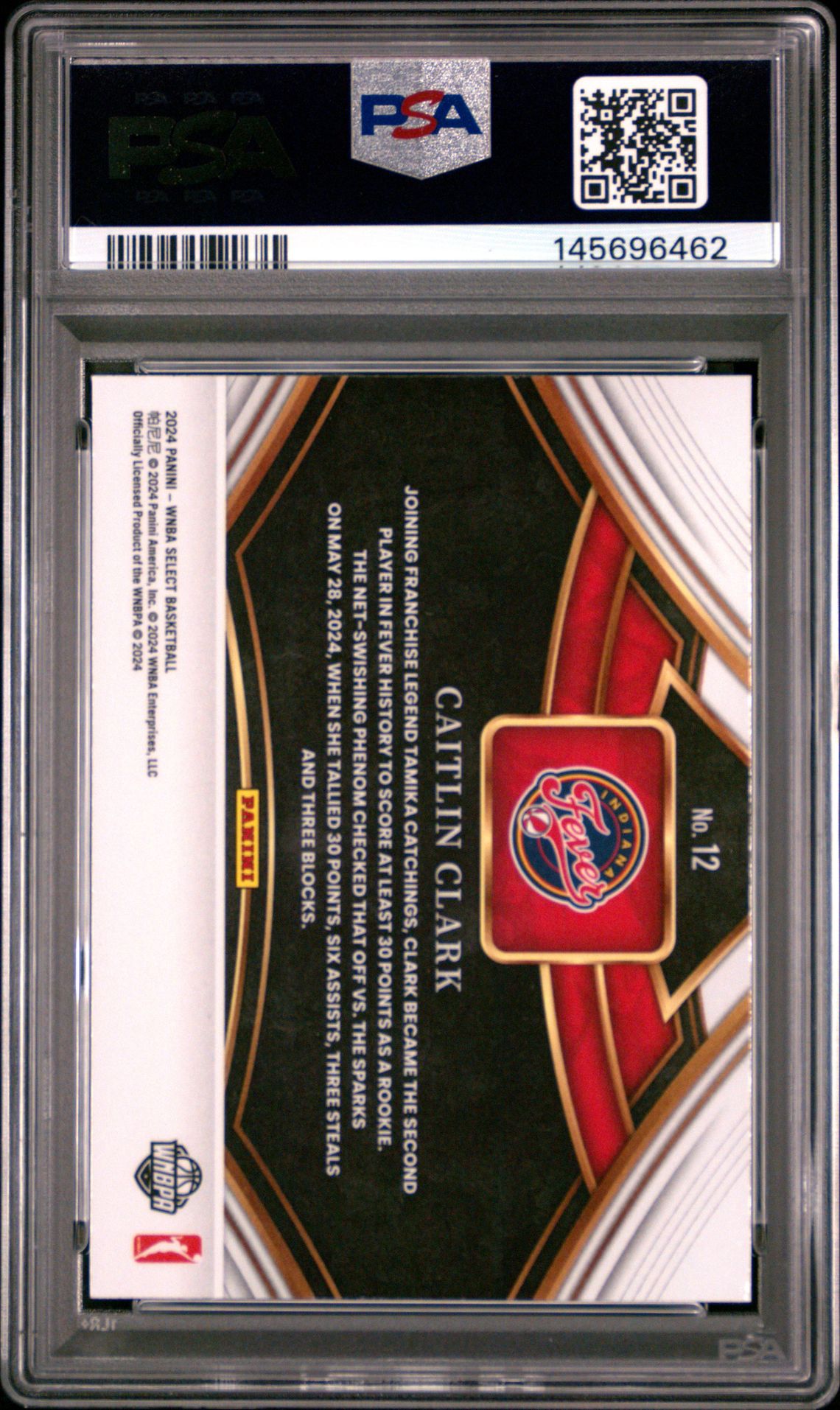 2024 Panini Select Wnba Snapshots Caitlin Clark #12 Mint 9 back