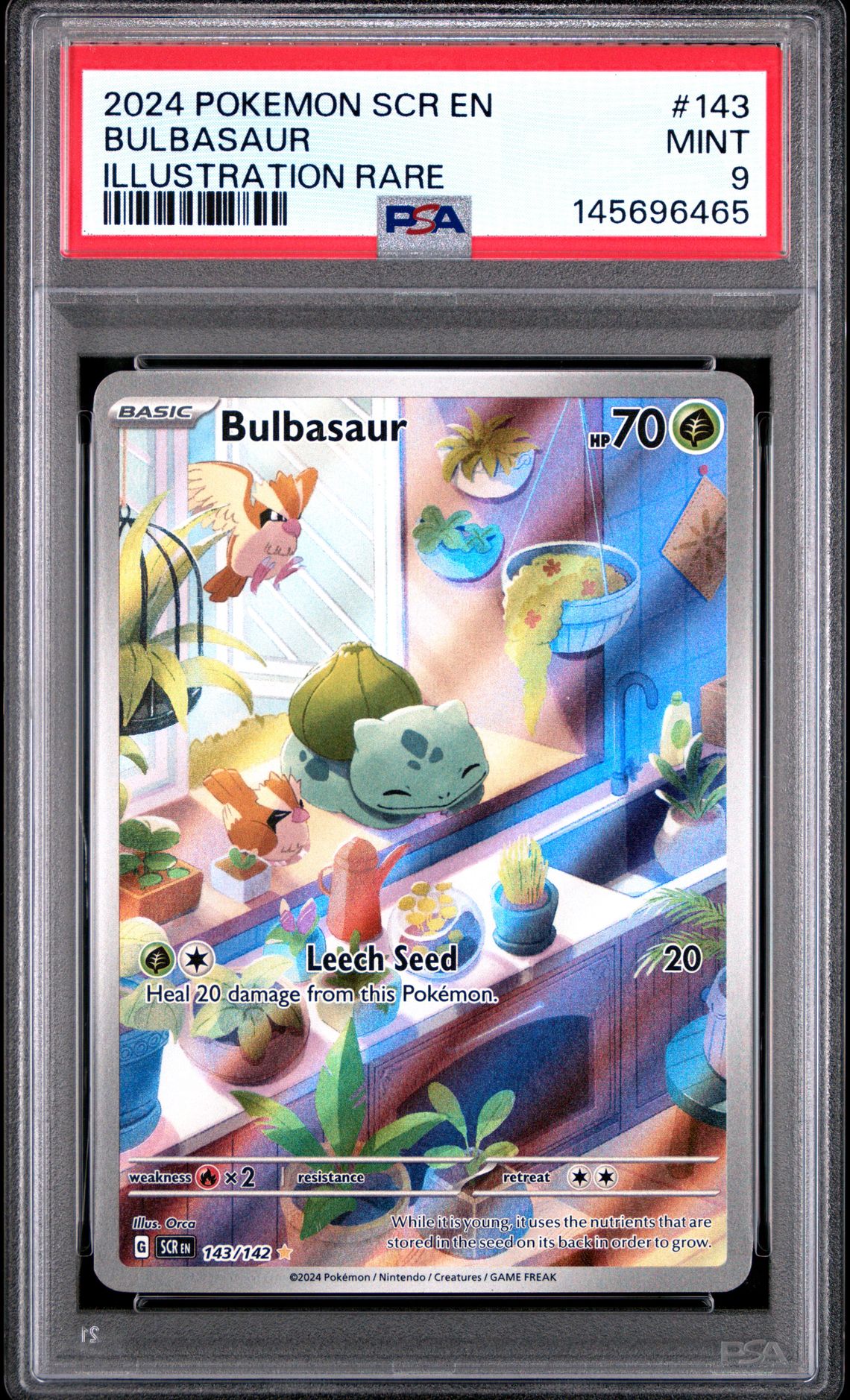 2024 Pokemon Scr En-Stellar Crown Bulbasaur #143 (Illustration Rare) Mint 9 front