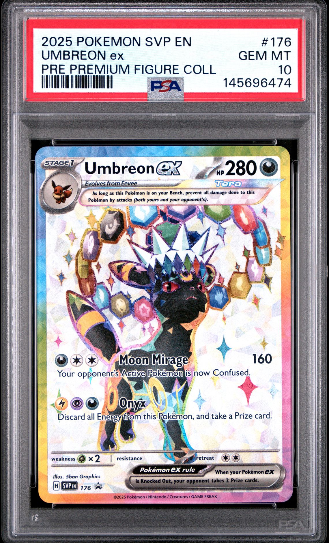 2025 Pokemon Svp En-Sv Black Star Promo Umbreon Ex #176 (Pre Premium Figure Coll) Gem Mt 10 front view - PSA graded GEM MT 10