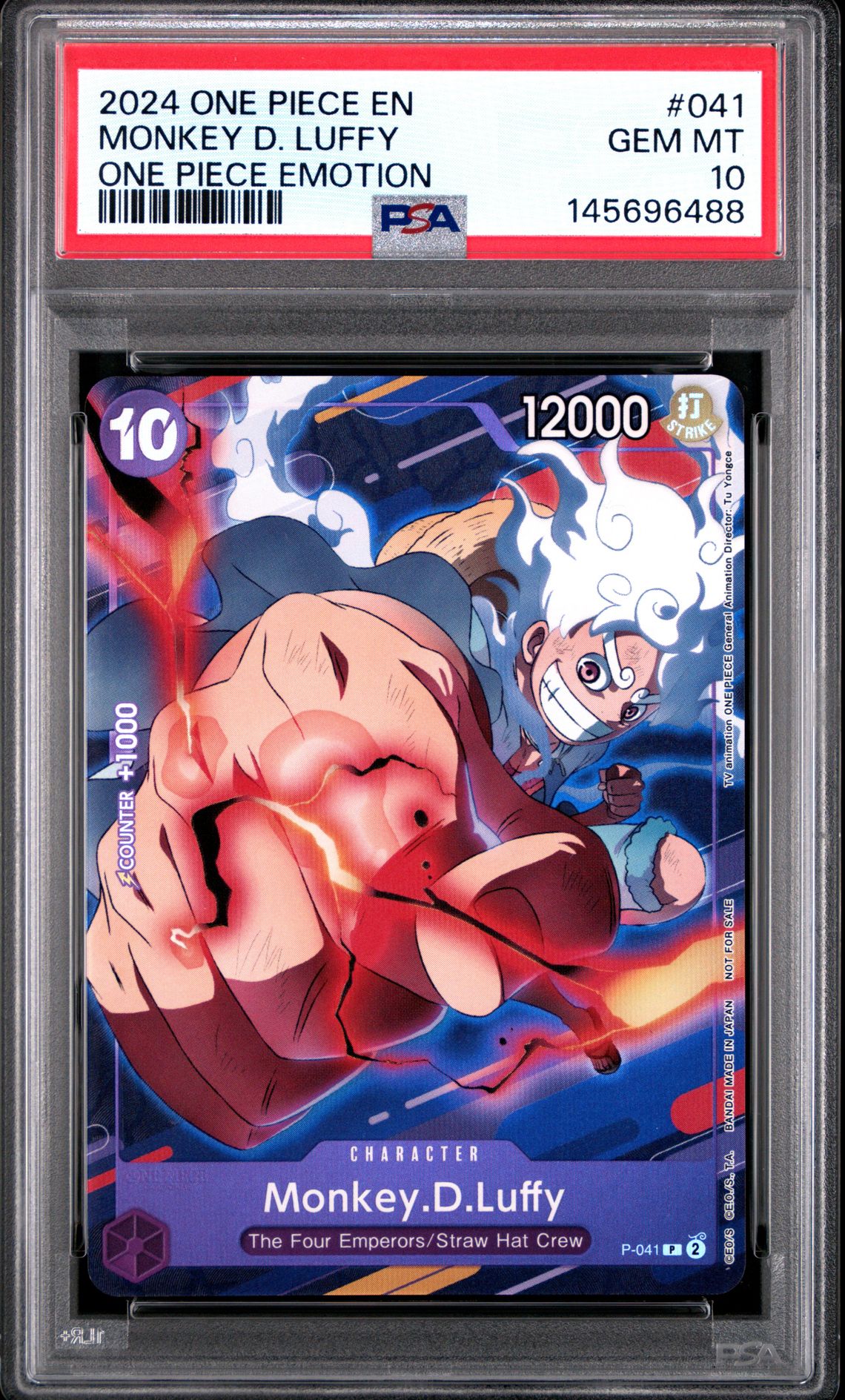 2024 One Piece Promos Monkey D. Luffy #041 (One Piece Emotion) Gem Mt 10 front view - PSA graded GEM MT 10