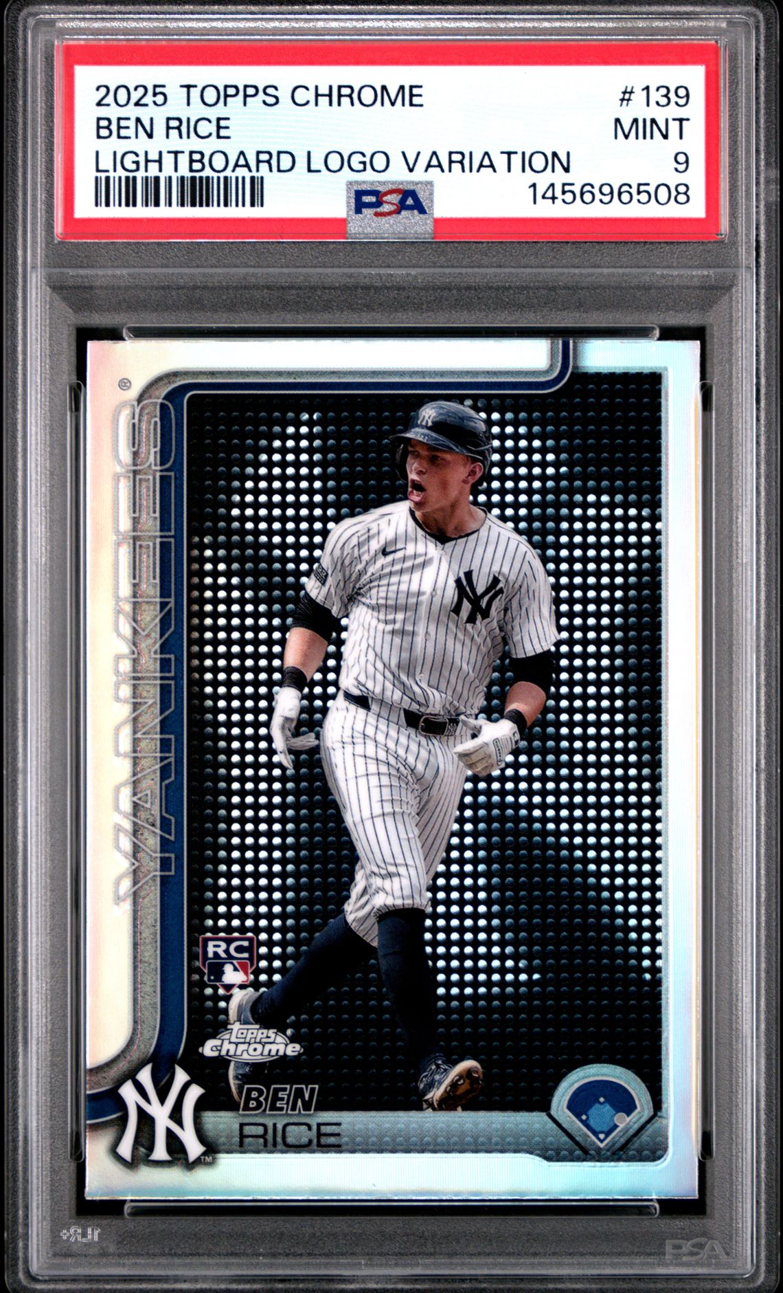 2025 Topps Chrome Ben Rice #139 (Lightboard Logo Variation) Mint 9 front