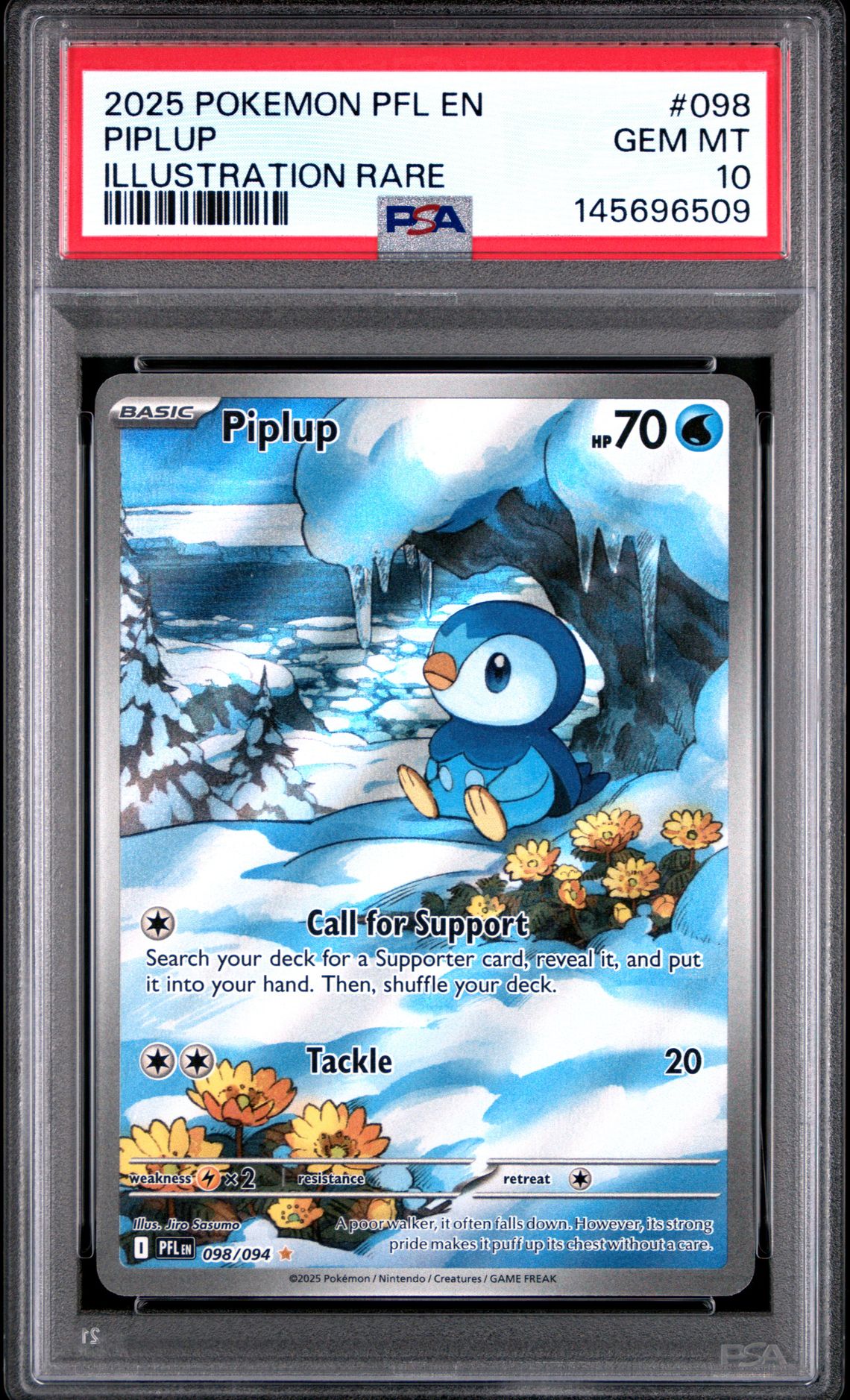 2025 Pokemon Pfl En-Phantasmal Flames Piplup #098 (Illustration Rare) Gem Mt 10 front