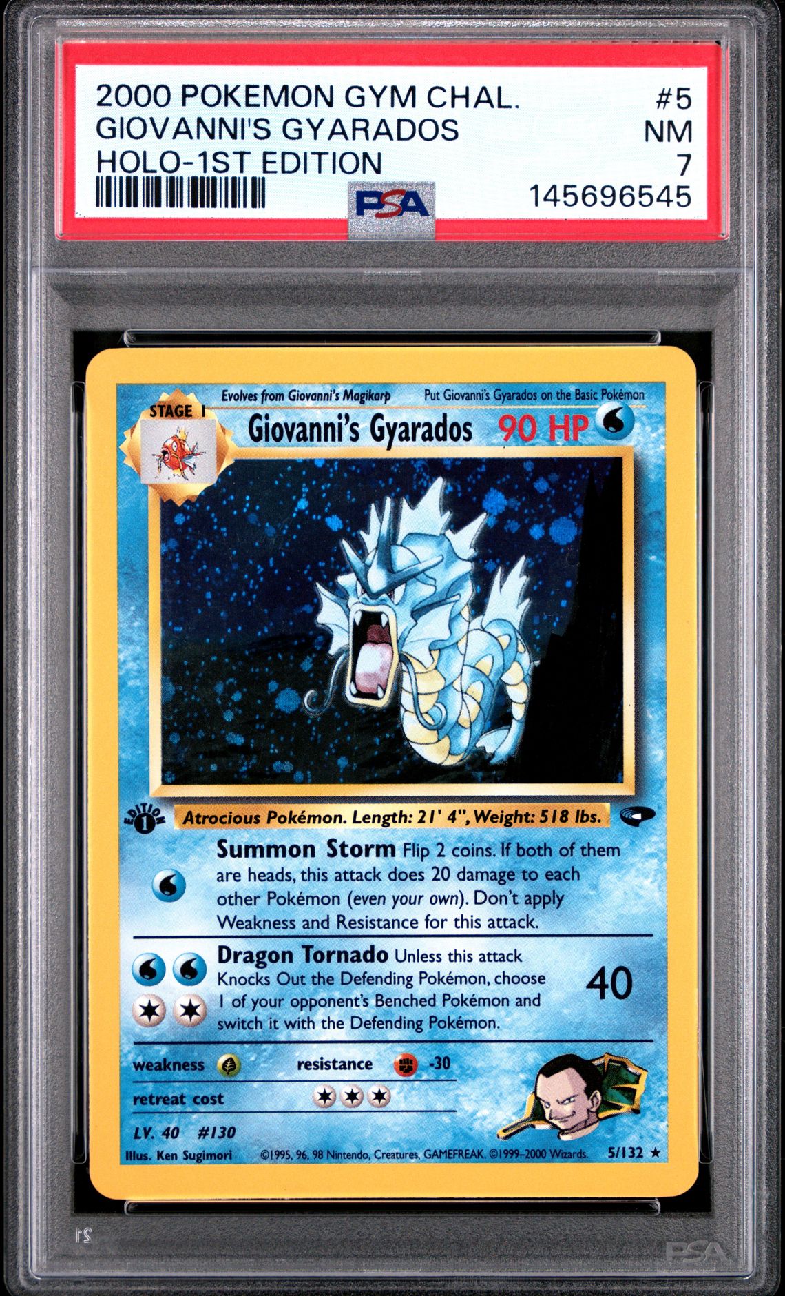 2000 Pokemon Gym Challenge Giovanni's Gyarados #5 (Holo-1St Edition) Nm 7 front