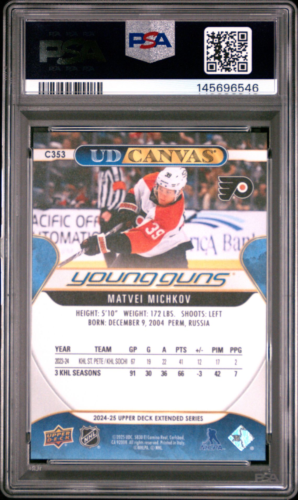 2024 Upper Deck Ud Canvas Matvei Michkov #C353 Mint 9 back