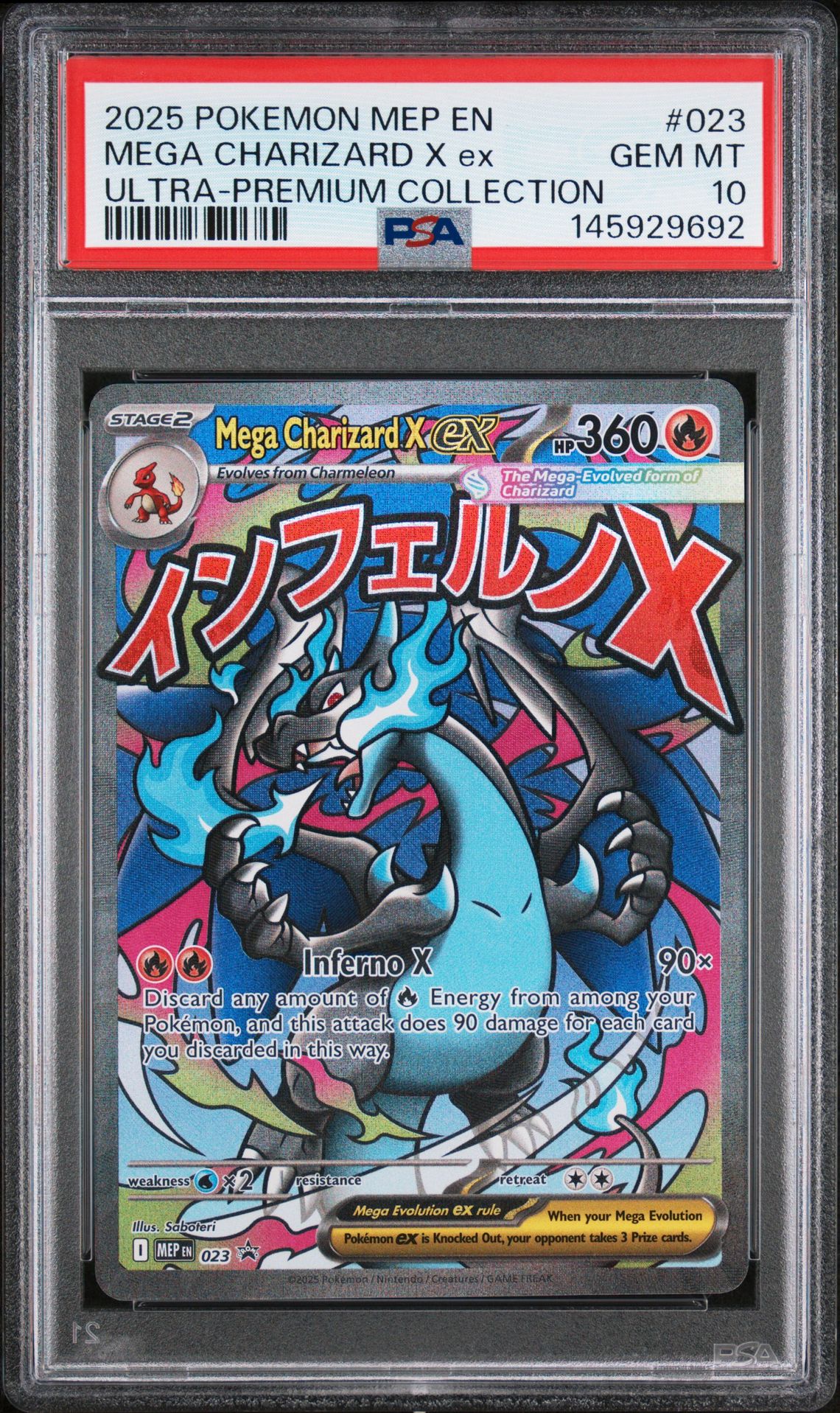 2025 Pokemon Mep En-Me Black Star Promo Mega Charizard X Ex #023 (Ultra-Premium Collection) Gem Mt 10 front
