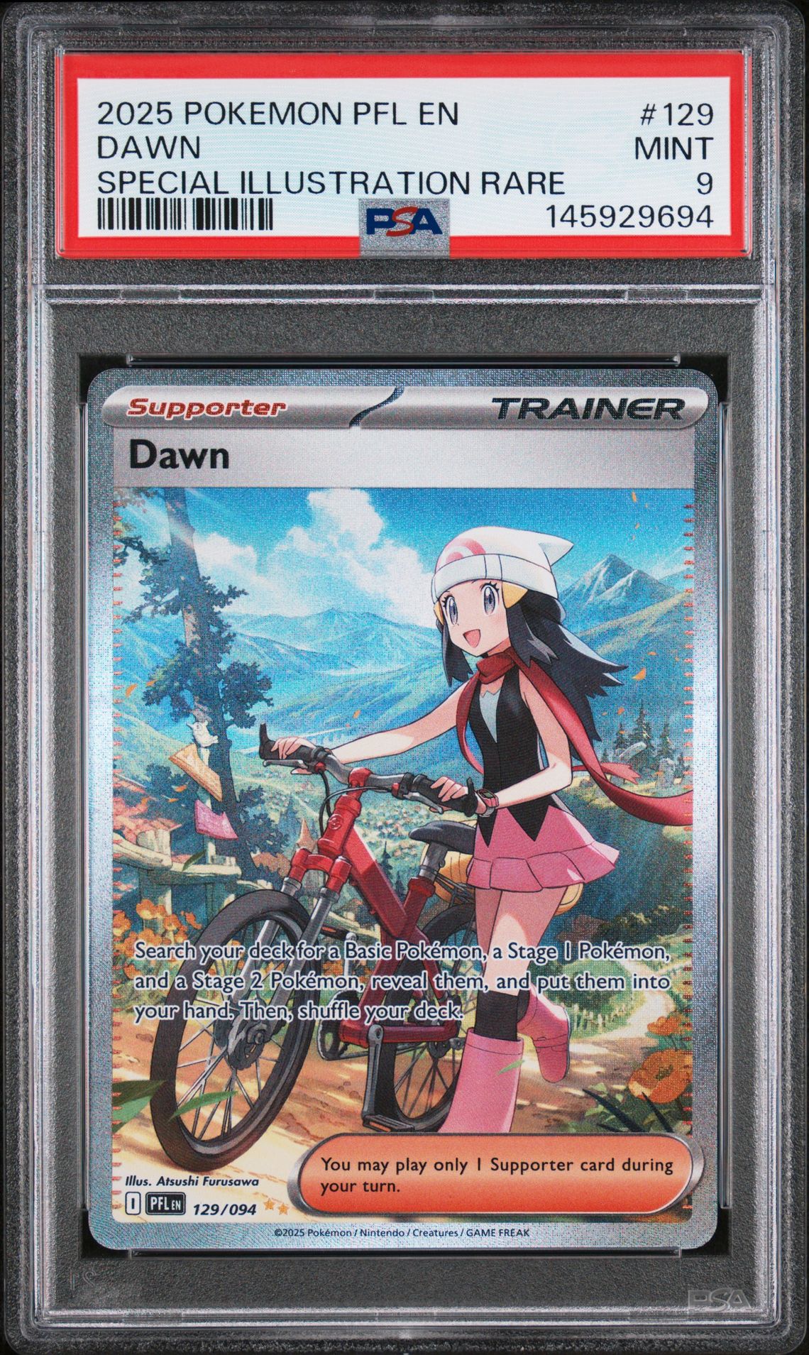 2025 Pokemon Pfl En-Phantasmal Flames Dawn #129 (Special Illustration Rare) Mint 9 front
