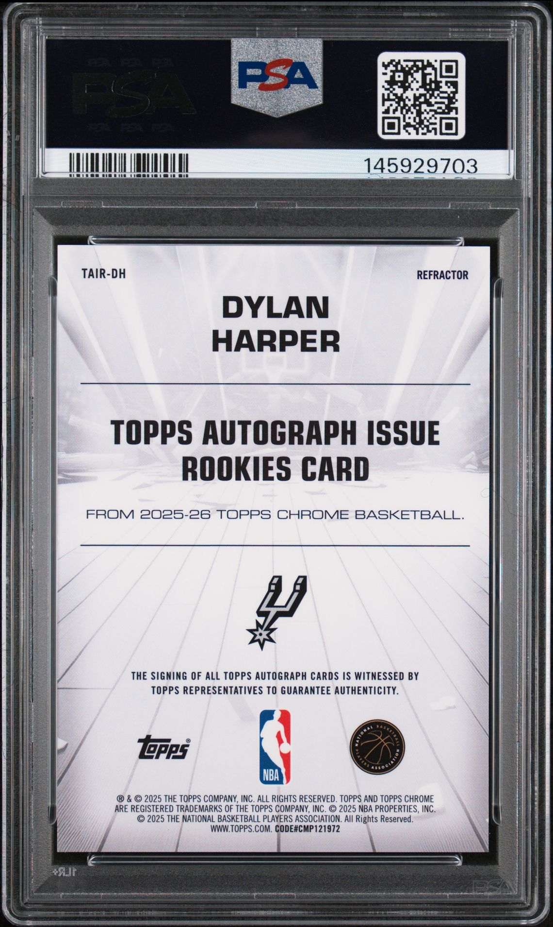 2025 Topps Chrome Autograph Issue Rookies Dylan Harper #Tair-Dh (Au Issue Rookies-Refractor) Nm-Mt 8 back