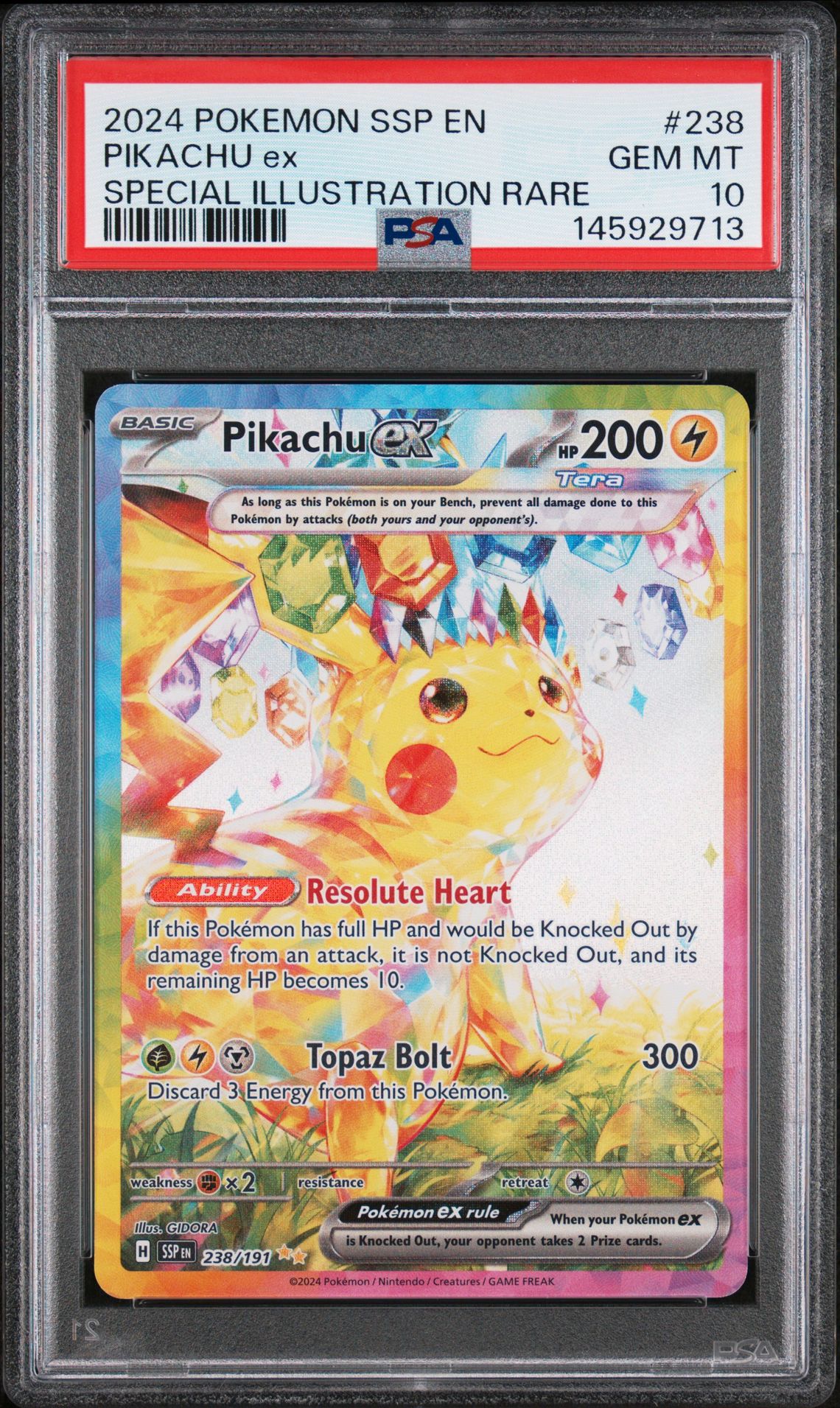 2024 Pokemon Ssp En-Surging Sparks Pikachu Ex #238 (Special Illustration Rare) Gem Mt 10 front