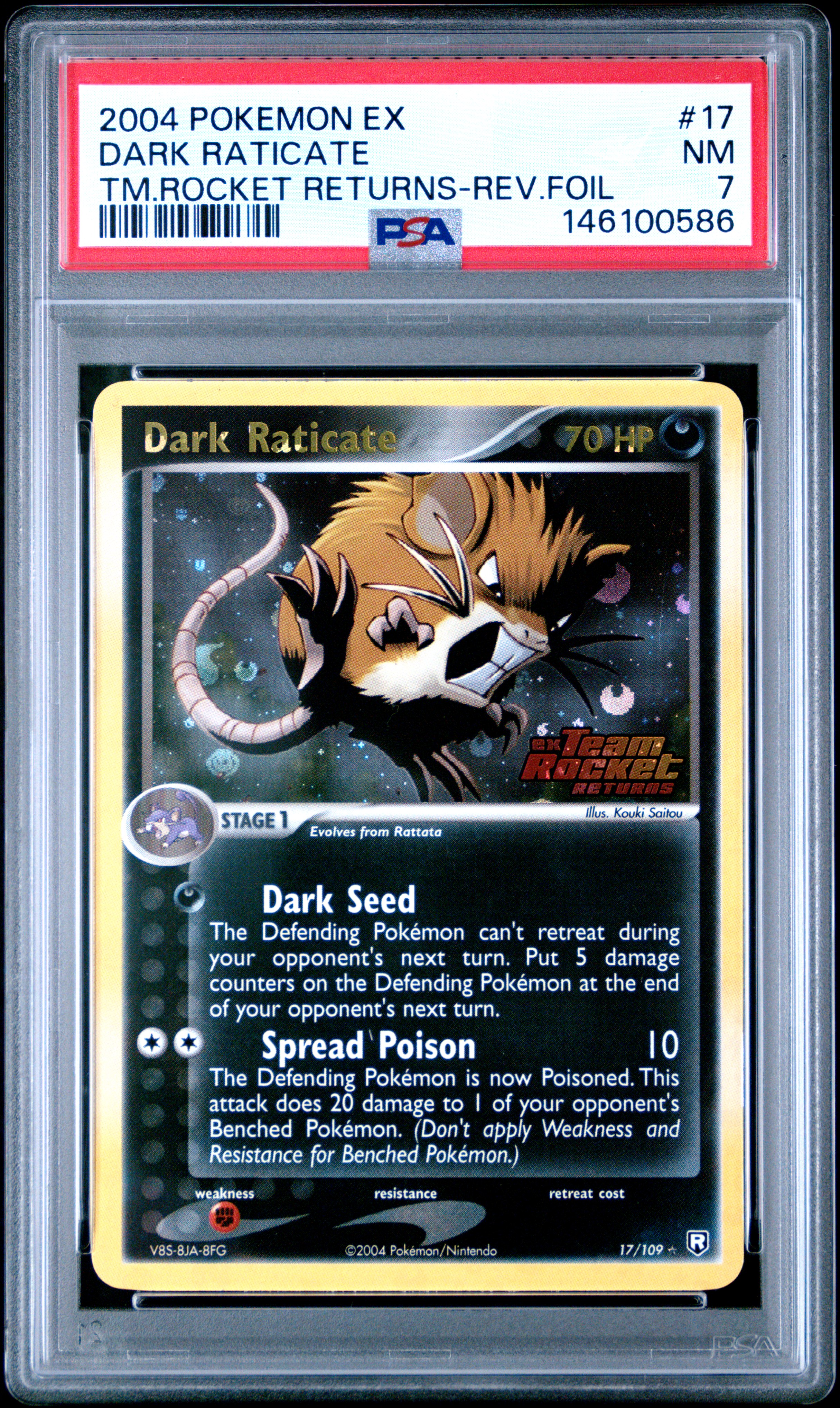 2004 #17 Dark Raticate-Reverse Foil PSA 7 EX Team Rocket Returns Pokemon