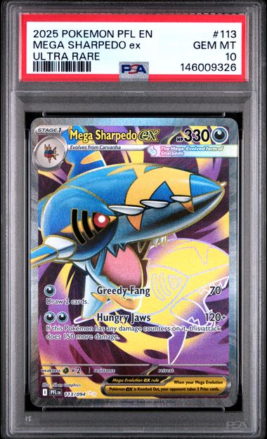 2025 Pokemon POKEMON PFL EN-PHANTASMAL FLAMES ULTRA RARE #113 Mega Sharpedo Ex front