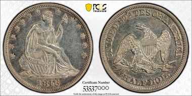 1846 50C Medium Date N1