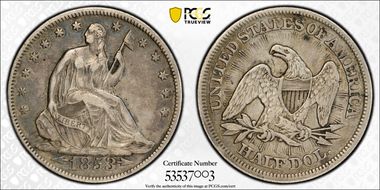 1853 50C Arrows & Rays VF25