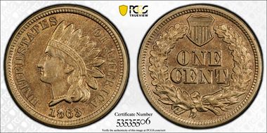 1863 1C AU58