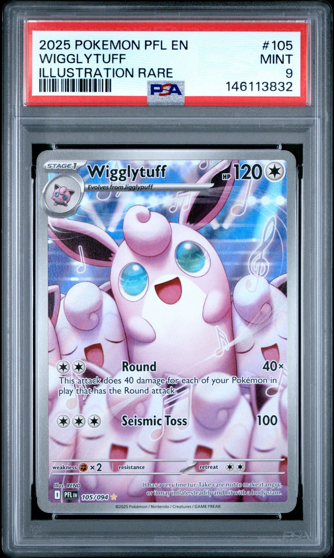 2025 Pokemon POKEMON PFL EN-PHANTASMAL FLAMES Illustration Rare #105 Wigglytuff front